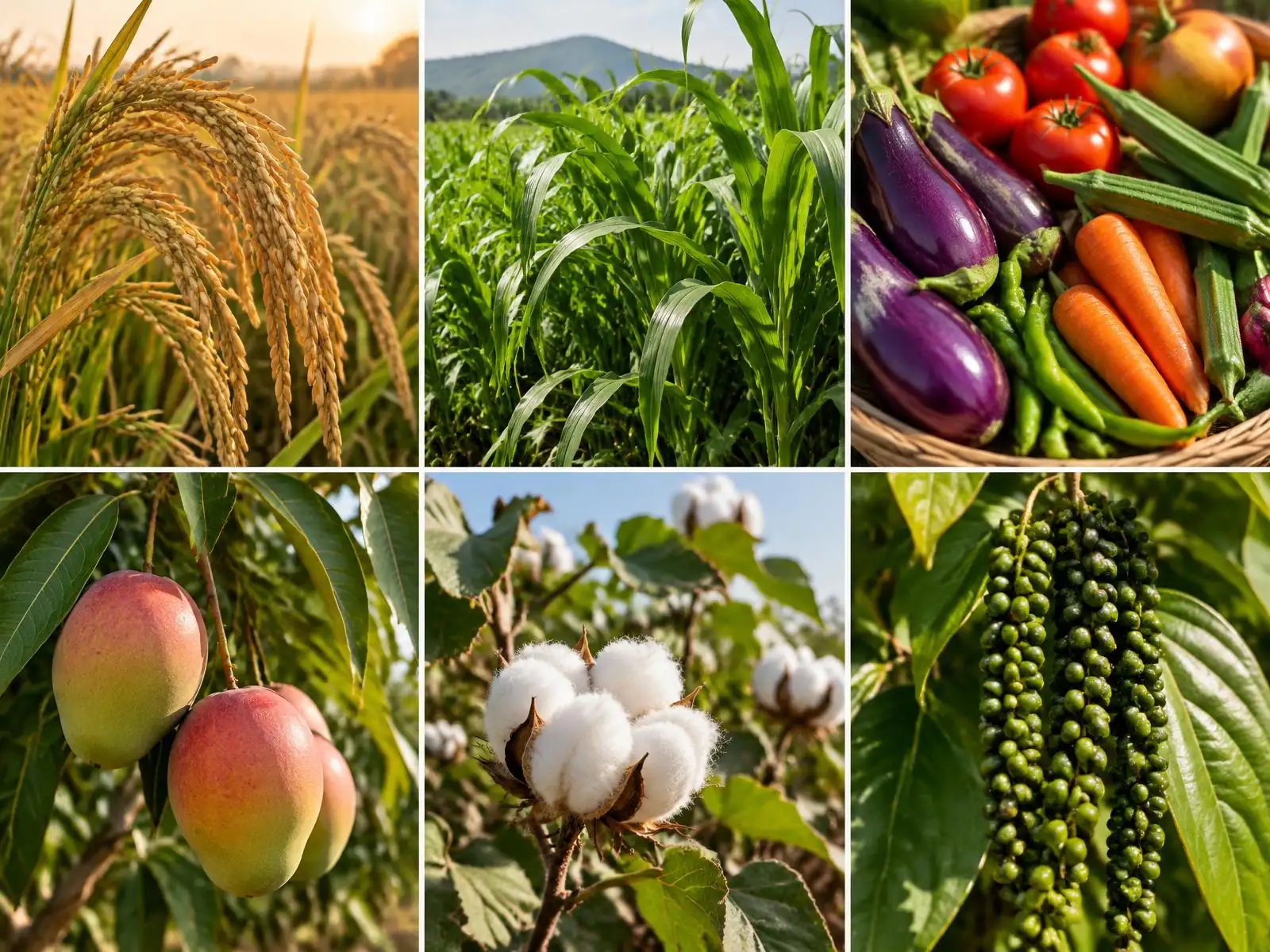Illustrative mosaic of cereal, fodder, vegetable, fruit, commercial and specialty crops